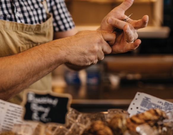 Oyster shucking at Coldwater Oyster Market